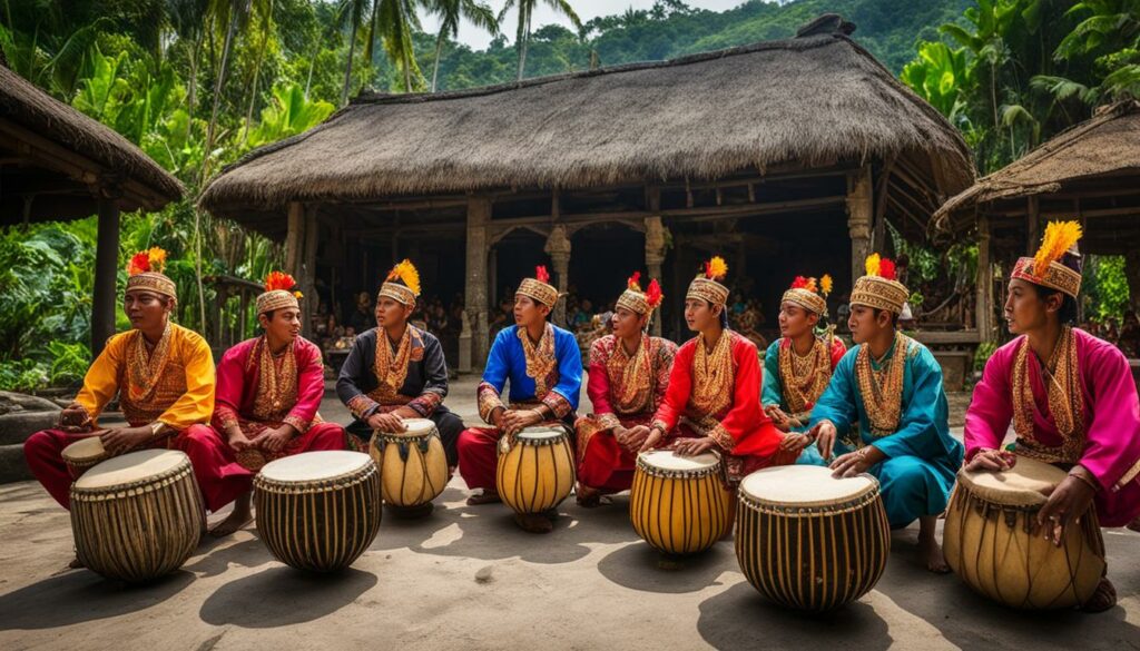 Traditionelle Gendang Beleq Aufführung