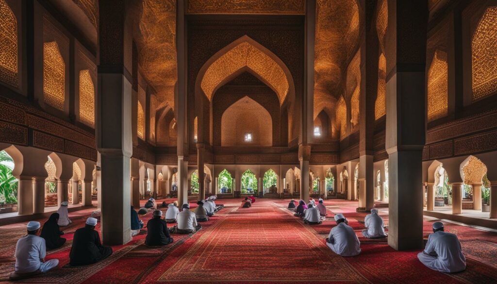 Traditionelle Ramadan-Atmosphäre in einer Moschee auf Lombok