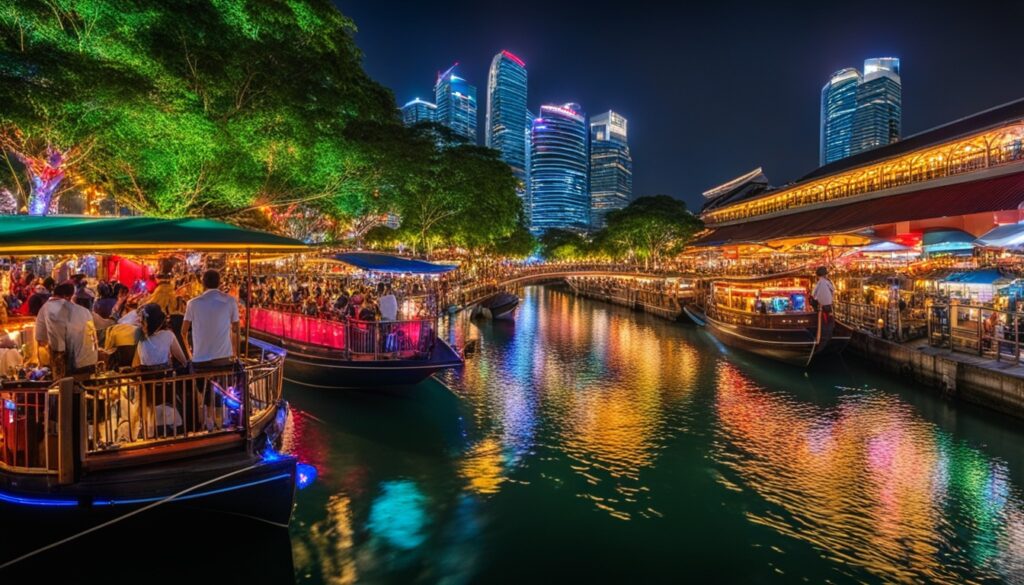 Clarke Quay Singapur bei Nacht